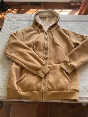 Men's Hooded Sherpa-Lined Zip Jacket in Camel